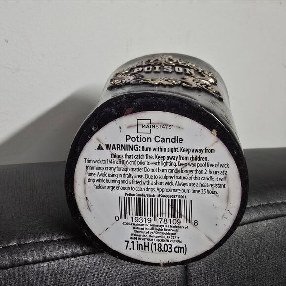 New Halloween Poison Bottle Black Unscented Candle - Picture 4 of 6